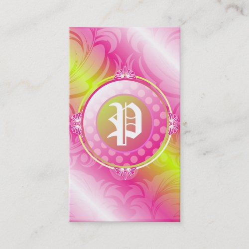 311-Pink Lime Sugar Monogram Business Cards