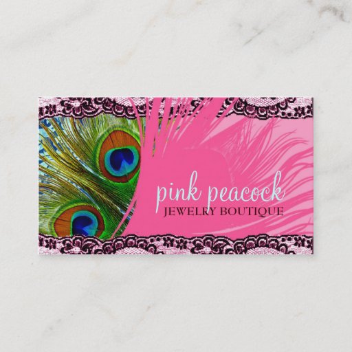 Customizable 311 Pink Peacock Lace Business Card Templates