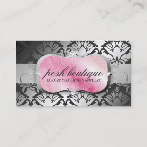 Customizable 311-Pink Plater & Damask Shimmer Storm Business Cards