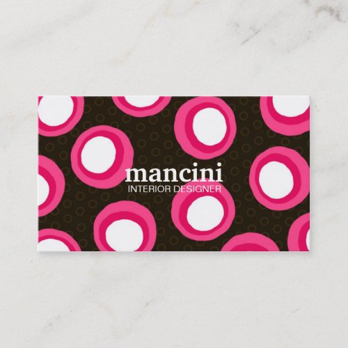 311-PINK RETRO DOTS BUSINESS CARD