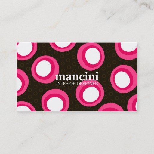 Customizable 311-PINK RETRO DOTS BUSINESS CARD