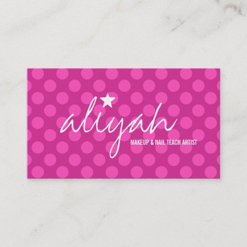 311 Pink Star Polka Dots Business Card Template