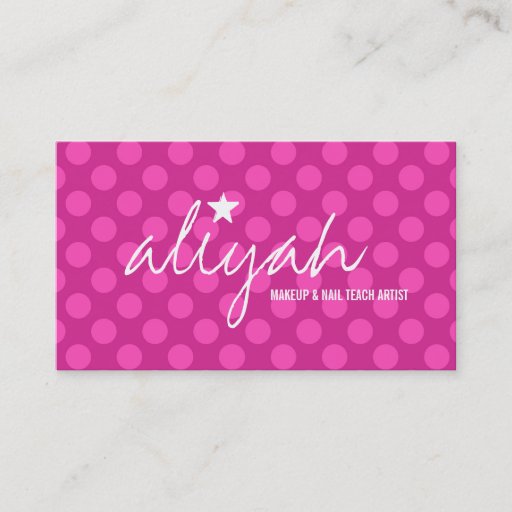 Customizable 311 Pink Star Polka Dots Business Card Template
