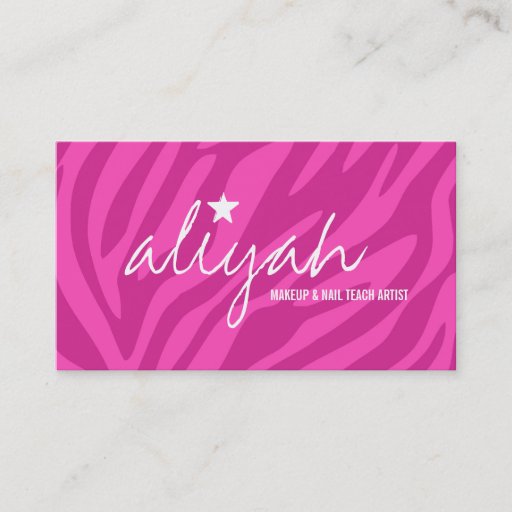 Customizable 311 Pink Star Zebra Stripes Appointment Card Business Card