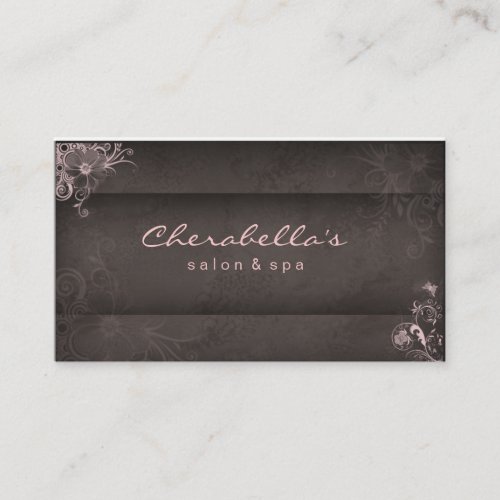 Pink Taupe Salon Spa Floral business card