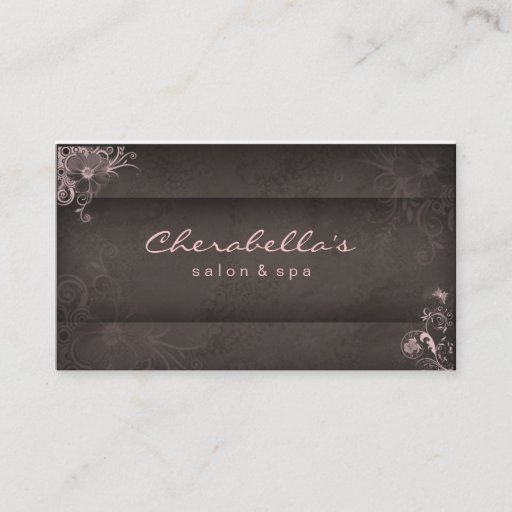 Customizable Pink Taupe Salon Spa Floral business card