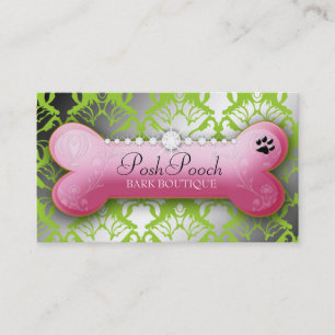 311 Posh Pooch Damask Shimmer Green Grass Business Card