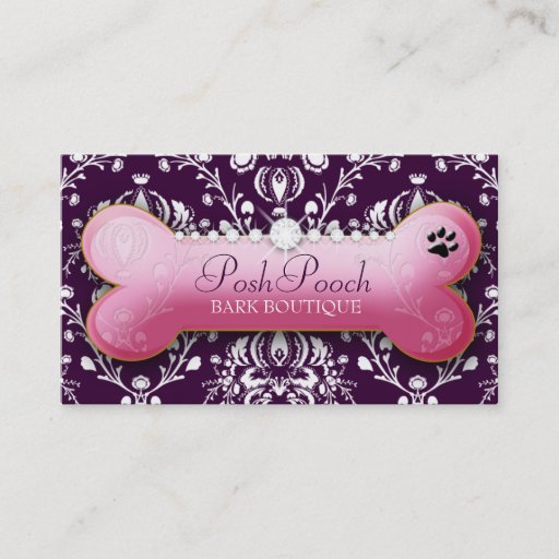 Customizable 311 Posh Pooch Eggplant Business Cards