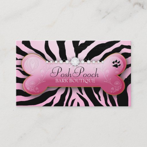 Customizable 311 Posh Pooch | Pink Zebra Business Card
