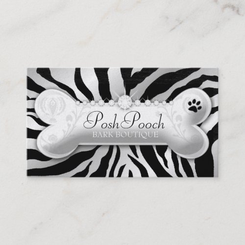311 Posh Pooch Pink Zebra "Silver" Business Cards