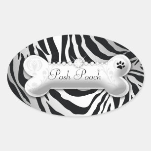 311 Posh Pooch "silver" Zebra Oval Sticker