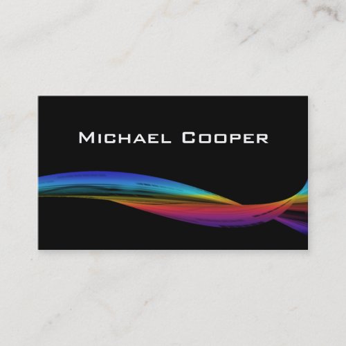 Professional Rainbow Wave Business Card Black