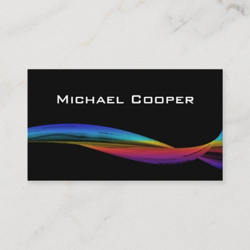 Customizable Professional Rainbow Wave Business Card Black