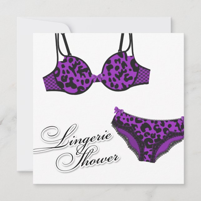 311 Purple Leopard Lingerie Set Invitation (Front)