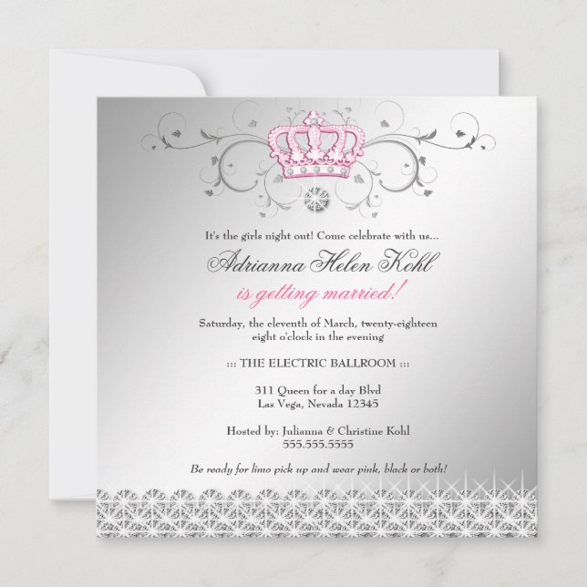 311-Queen for a Day | Faux Silver Invitation (Front)