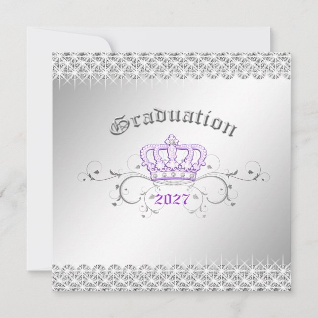 311-Queen for a Day | Graduation Party Lilac Invitation (Front)
