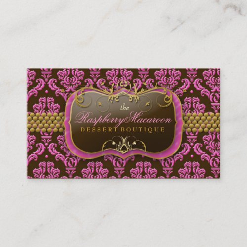 311-Raspberry Macaroon Damask Business Card