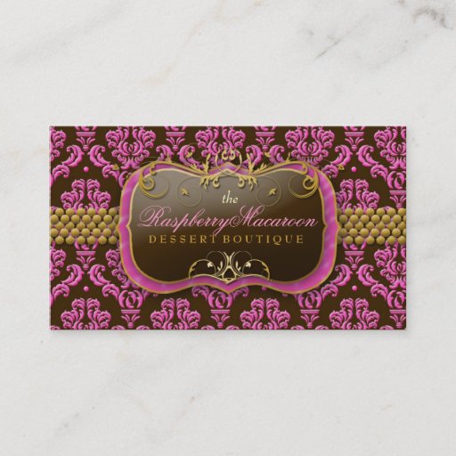 Customizable 311-Raspberry Macaroon Damask Business Card