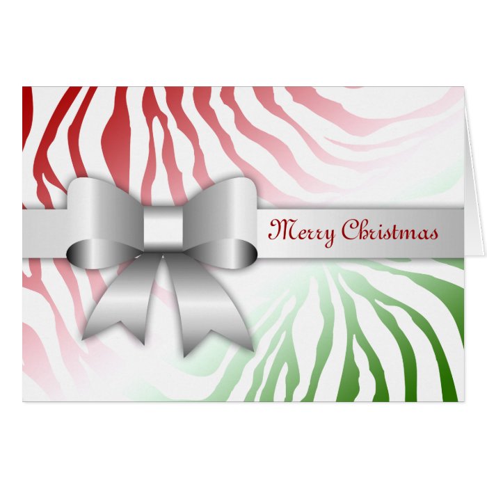 311 Red Green Zebra Bow Photo Christmas Card