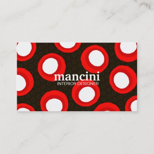 311-RED RETRO DOTS BUSINESS CARDS