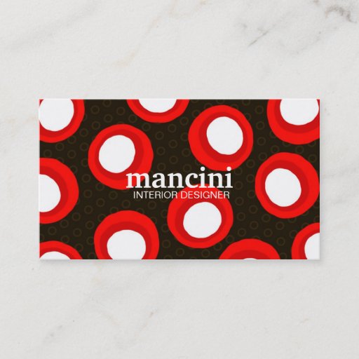 Customizable 311-RED RETRO DOTS BUSINESS CARDS