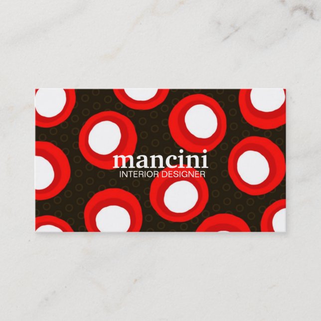 311-RED RETRO DOTS BUSINESS CARD (Front)