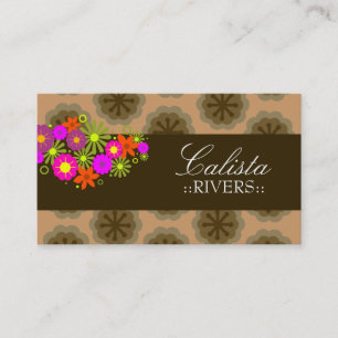 311-RETRO FLOWERS   TAN BACK BUSINESS CARD