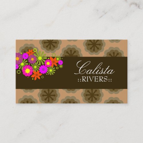 311-RETRO FLOWERS | TAN BACK BUSINESS CARDS