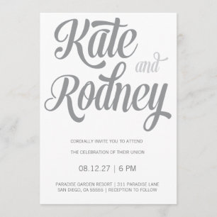 311 Retro Gray Custom Wedding Contact Me Invitation