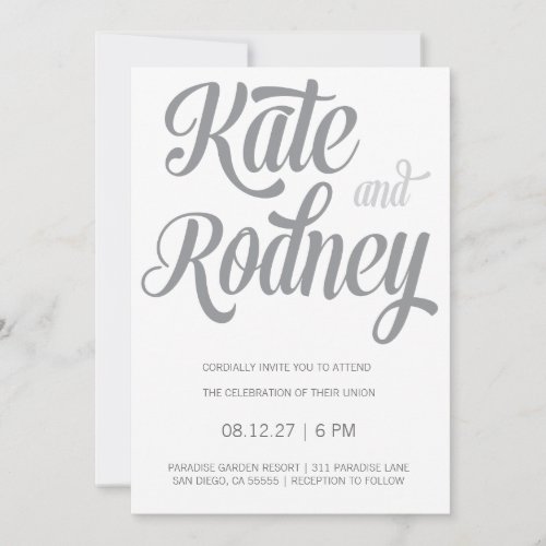 311 Retro Gray Custom Wedding Contact Me Invitation