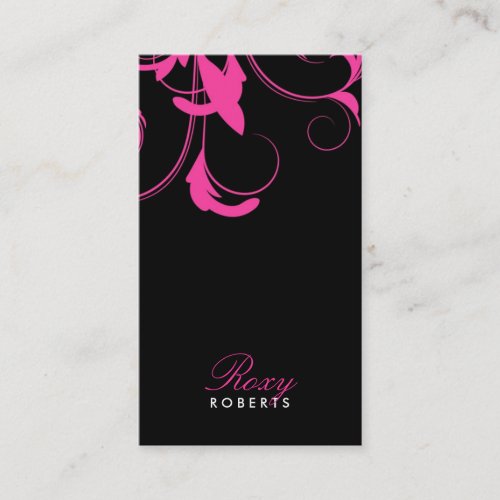 311 Roxy Solid Pink and Black Business Cards