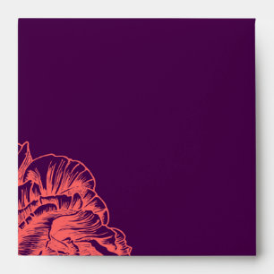 311 Ruffled Peony Coral Melon Purple Square Envelope