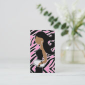 311 Rugby Fashionista Bling Pink Zebra Business Card (Standing Front)