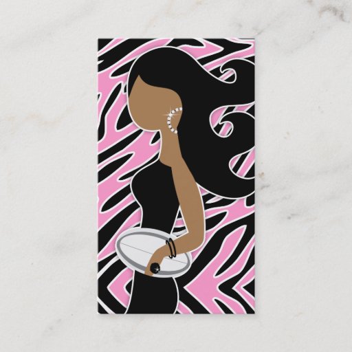 Customizable 311 Rugby Fashionista Bling Pink Zebra Business Card