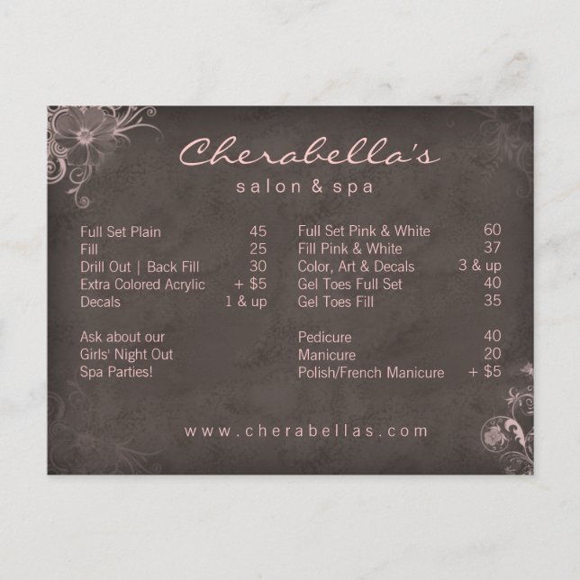 311 Salon Spa Floral Postcard Brochure Pink (Front)