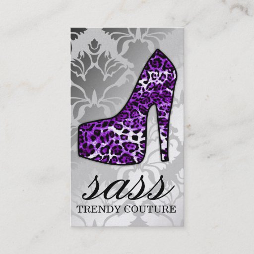 Customizable 311 Sass Hot Purple Leopard Heel Business Card Templates