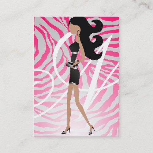 311-Sassy Fashionista Monogram Hot Pink Business Cards