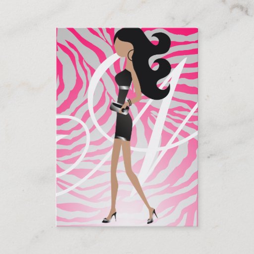 Customizable 311-Sassy Fashionista Monogram Hot Pink Business Cards