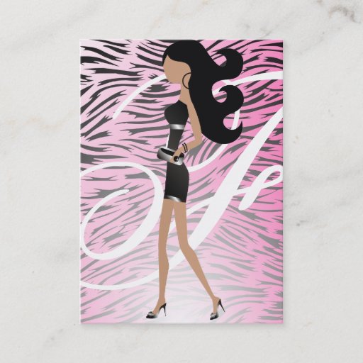 Customizable 311-Sassy Fashionista Monogram Pink | Hip Zebra Business Card