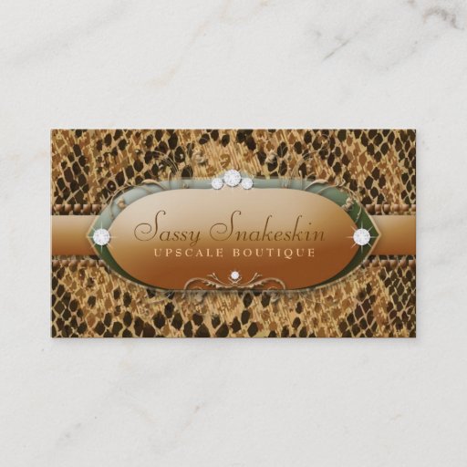 Customizable 311 Sassy Snakeskin - Gold & Green Business Card Template