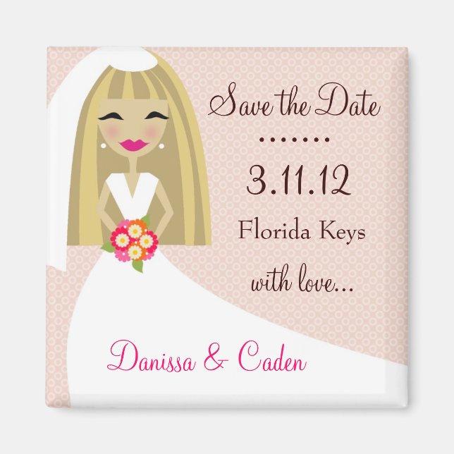 311-SAVE THE DATE BLONDE BRIDE MAGNET (Front)