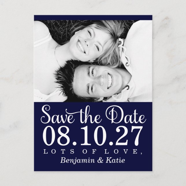311 Save the Date Photo Postcard Navy Blue (Front)