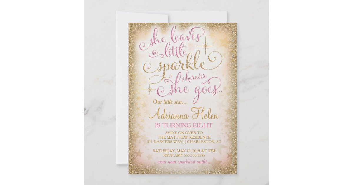 she leaves a little sparkle wherever she goes invitations