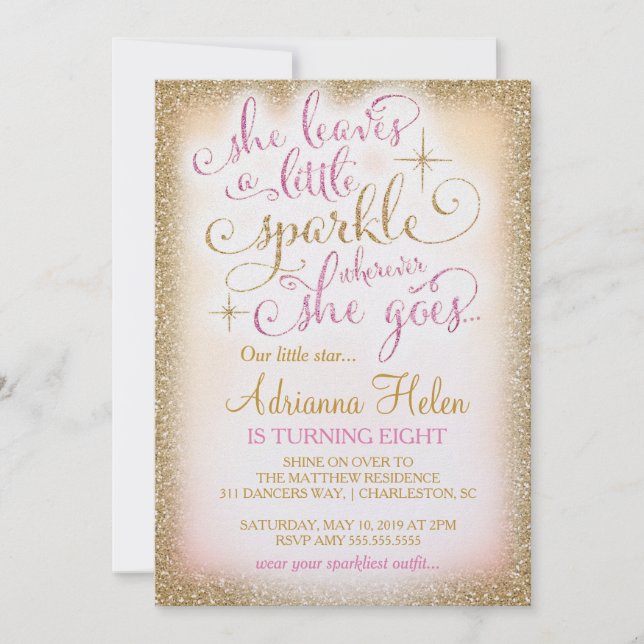 311 She Leaves a Little Sparkle Wherever She Goes Invitation (Front)