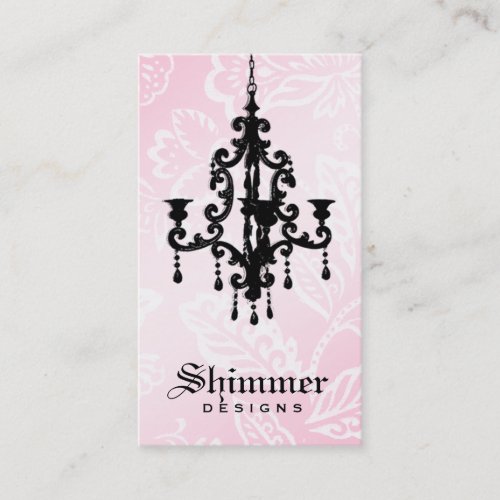 311-Shimmer Chandelier Pink Business Cards