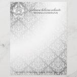 311-Silver Diamond Luxe Damask Letterhead<br><div class="desc">Design by Jill McAmis,  copyright 2010. Background color can be changed and design elements moved or size adjusted.</div>