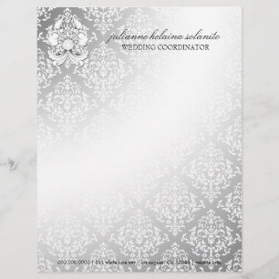 311-Silver Diamond Luxe Damask Letterhead