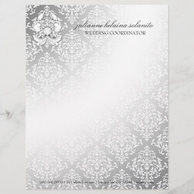 311-Silver Diamond Luxe Damask Letterhead (Front)