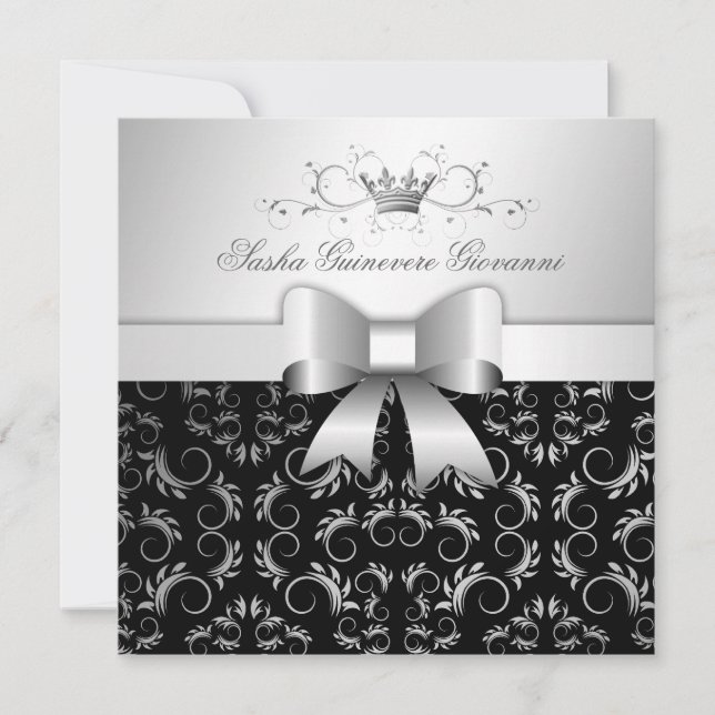 311-Silver Divine Bow | Noir Sweet 16 Invitation (Front)