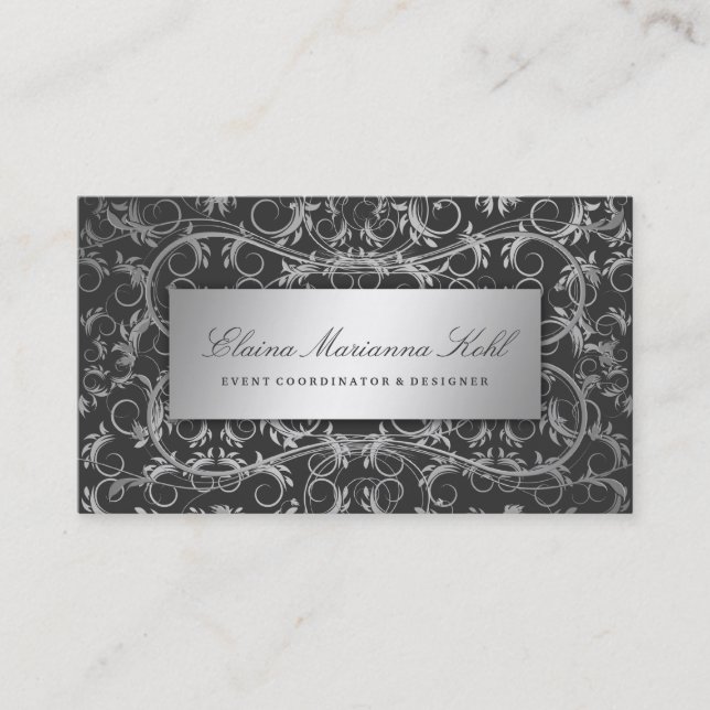 311-Silver Divine Charcoal Gray Business Card (Front)